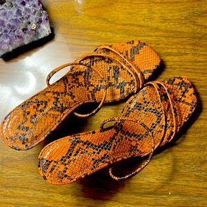 Snakeskin kitten heel sandals